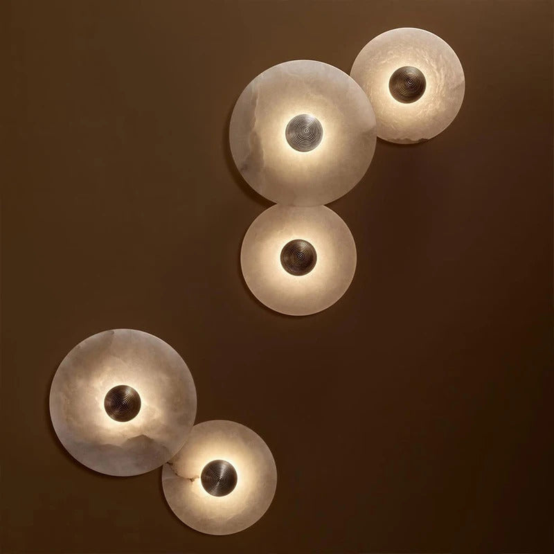 MEDIAN Wall Lamp Round Shape Gold Natural marble LED Wall sconce lighting