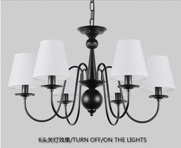 Ameican Black Rustic Chandelier Hotel Salon Hanging Lamp