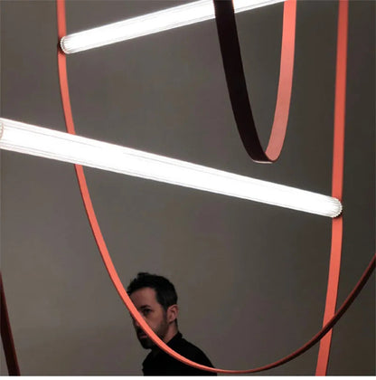 Duplex Leather Chandelier Restaurant staircase chandelier