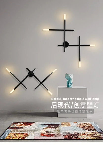 Nordic line Art Wall Lamp Modern Minimalist Creative Cross Shaped Sconce light