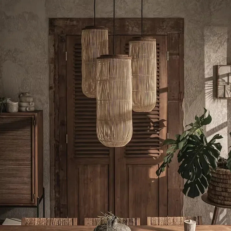 Rattan pendant light vintage Wabi-sabi Lights