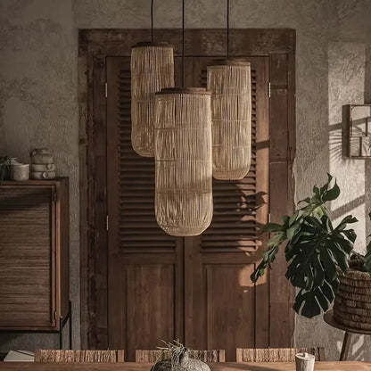Rattan pendant light vintage Wabi-sabi Lights