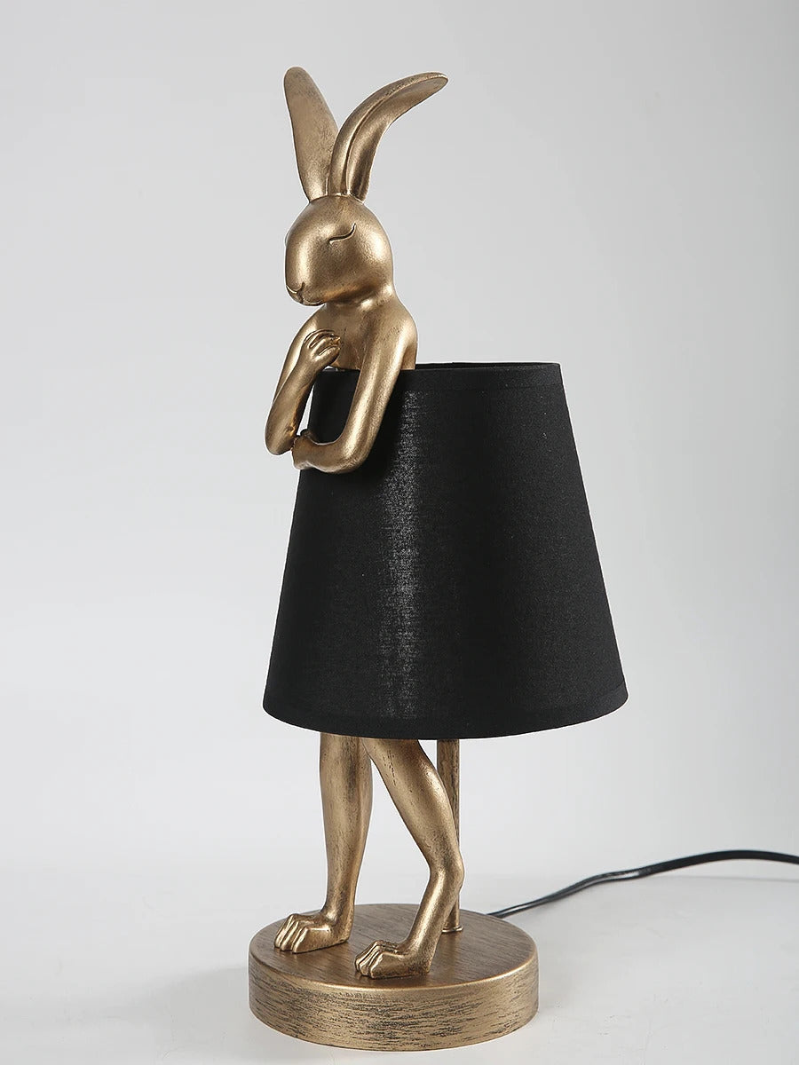 Nordic LED rabbit table lamp Designer resin rabbit desk lamp for study bedroom children's room reading led light bedside lamp