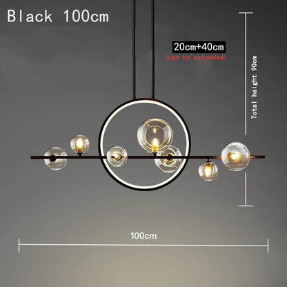 Nordic linear chandelier Kitchen Island light Restaurant ball glass lamp