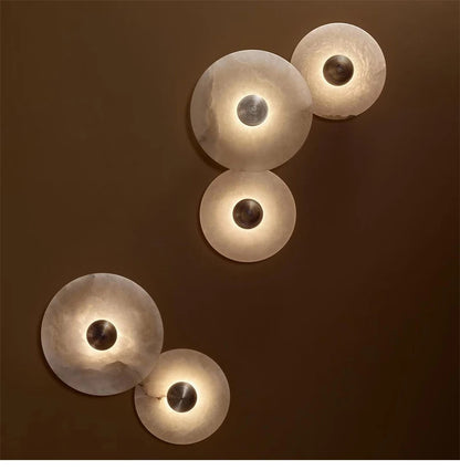MEDIAN Wall Lamp Round Shape Gold Natural marble LED Wall sconce lighting