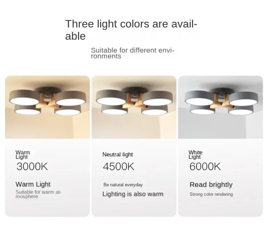 Modern Ceiling Lamp Bedroom Minimalist Wood Home Decor Lighting Fixtures