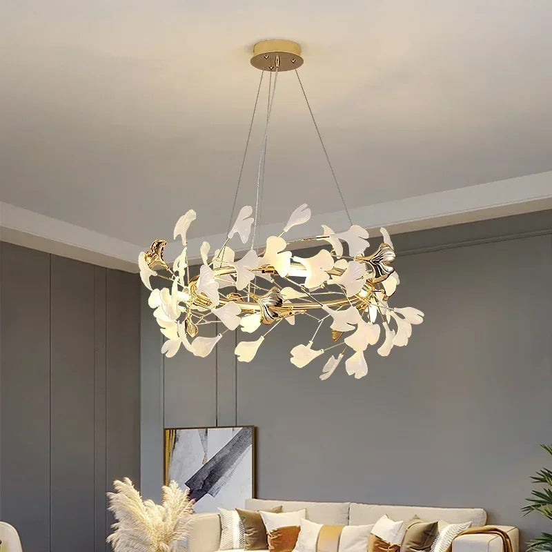 Gingko Bough Round Chandelier