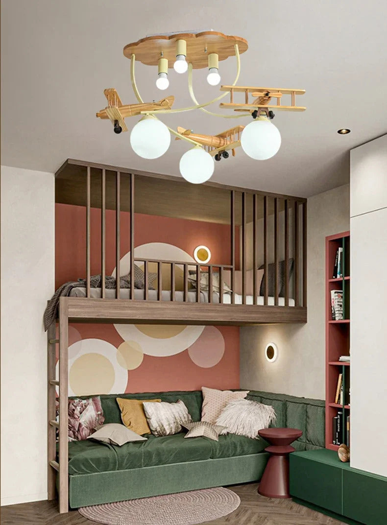 Airplane Chandelier Ceiling lamp Wooden Airplane Pendant Light