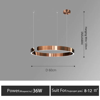 Nordic Led Ring Chandelier Modern Design Rose Gold Black White and Gold Lamp