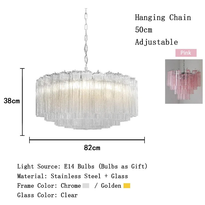 Modern Pink Glass Chandelier Designer Texture Glass Chandelie