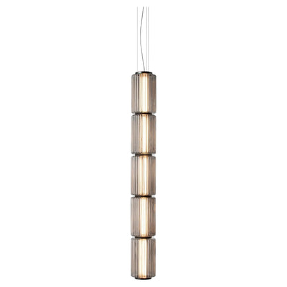 Restaurant Long Stripe Pendant Light Smoke Gray Glass Lampshade Nordic Led Hanging Light