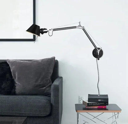 Italian swing arm wall lamp LED Silver Black wall lamp Rotatable Adjustable Reading Lights Decor wall mounted bedside lights