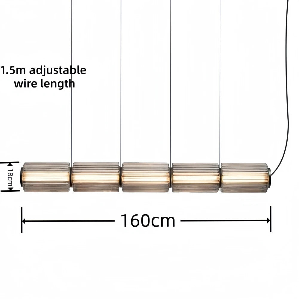 Restaurant Long Stripe Pendant Light Smoke Gray Glass Lampshade Nordic Led Hanging Light Living Dining Room Decor Pendant Lamp