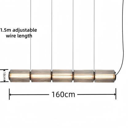 Restaurant Long Stripe Pendant Light Smoke Gray Glass Lampshade Nordic Led Hanging Light Living Dining Room Decor Pendant Lamp