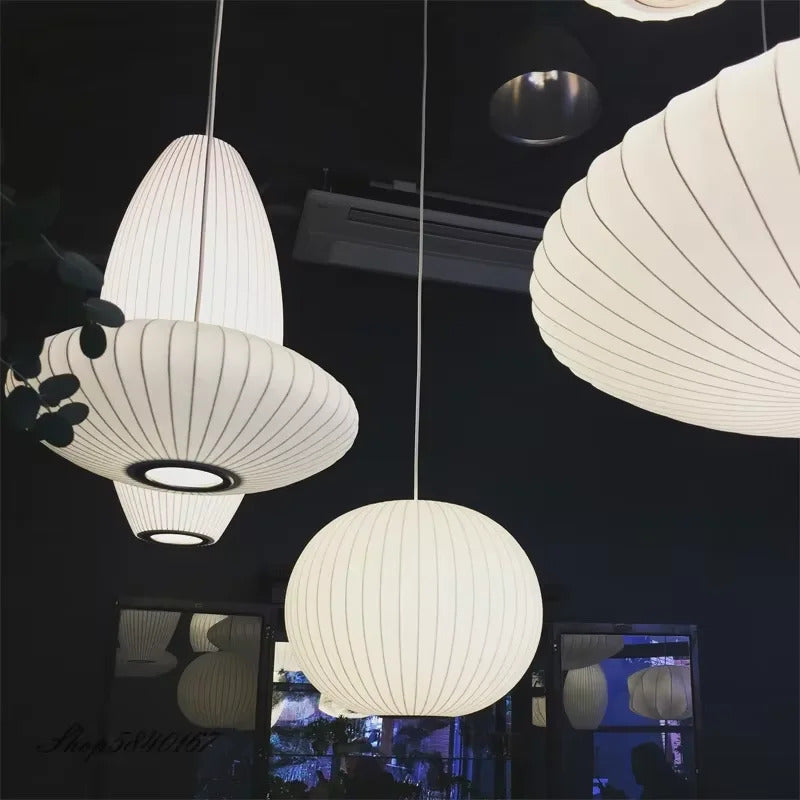 Japanese pendant light white design minimalist lamp Silk Cloth Light Clothing nelson lamp Shop Cloth loft lantern pendant lamp