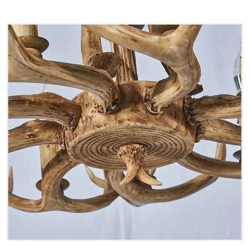 Christmas Style Antler Deer Chandelier for Living Room Loft Large Resin Deer Hanging Lamp Fixture Farmhouse BIg Hanging Light
