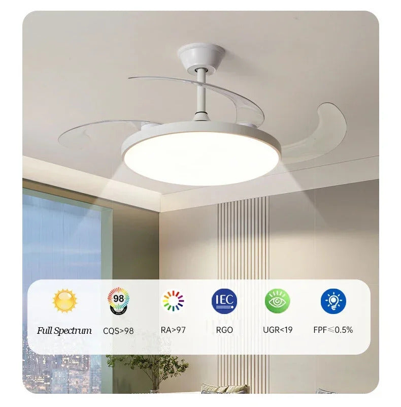Ceiling Fan With Light Modern Remote Smart Invisible Ceiling Fan Bedroom Lamp