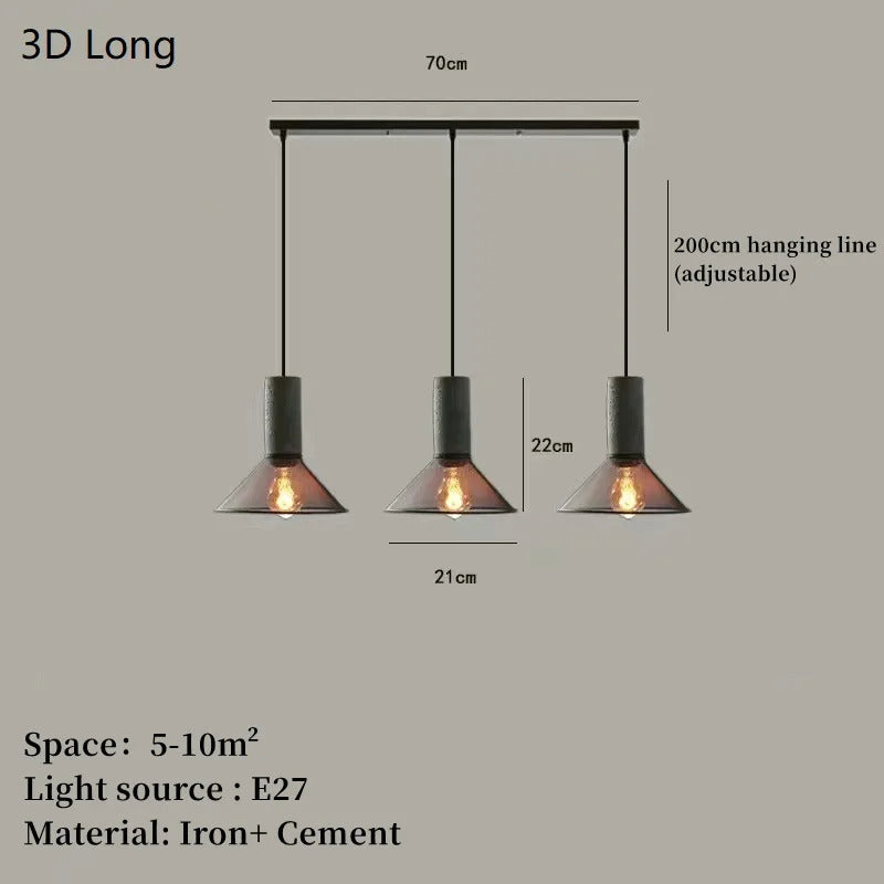 Industrial Concrete Pendant Light Home Decoration Chandelier Fixture Iron Shade Cement Hanging Lamp
