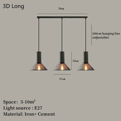 Industrial Concrete Pendant Light Home Decoration Chandelier Fixture Iron Shade Cement Hanging Lamp
