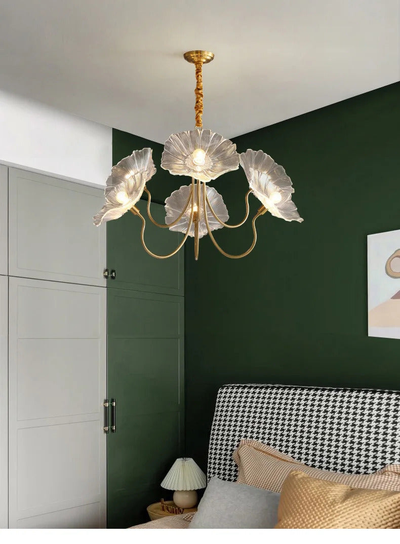 Lotus Flower Chandelier Modern Glass Flowers Led Chandelier