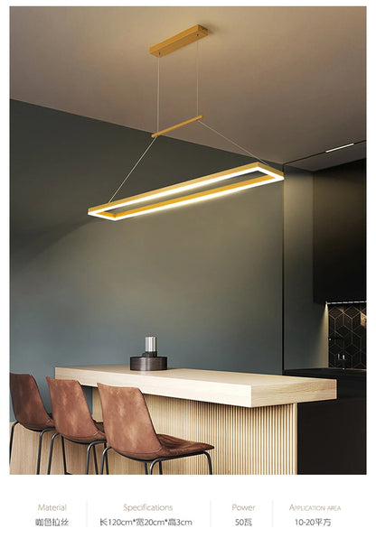 Rectangular chandelier Aluminum LED deco design Nordic style lamp