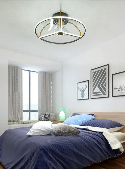 Modern simple LED Ceiling Fan Lamp with remote control Dining Room Bedroom Indoor lighting