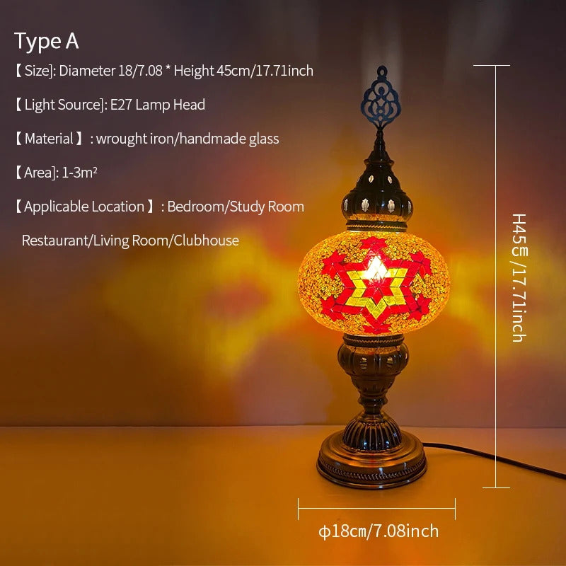 Turkish Mosaic Table Lamp Hand Crafted Decorative Lighting