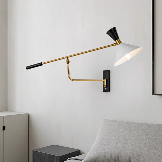 Danish design swing Arm wall light American Long Arm Adjustable Sconce Lamp