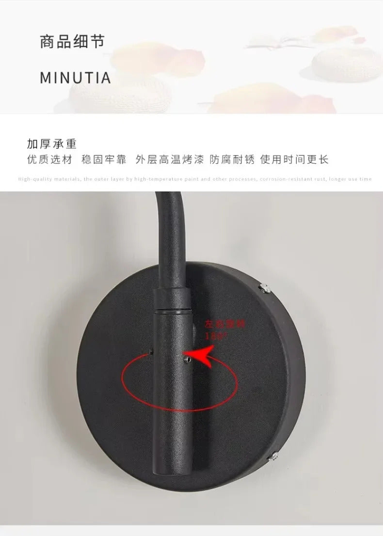 Nordic Swing Arm Black Wall Light Modern corner living room long Adjustable Wall lamp