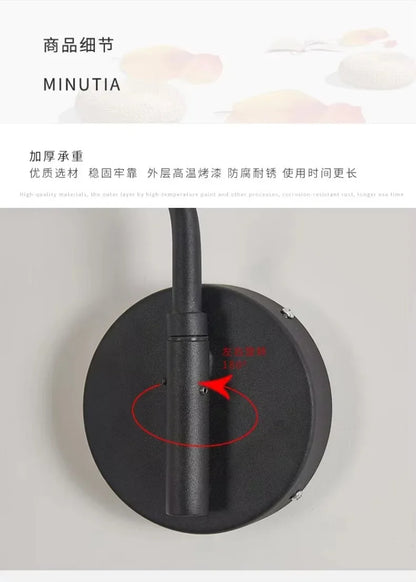 Nordic Swing Arm Black Wall Light Modern corner living room long Adjustable Wall lamp