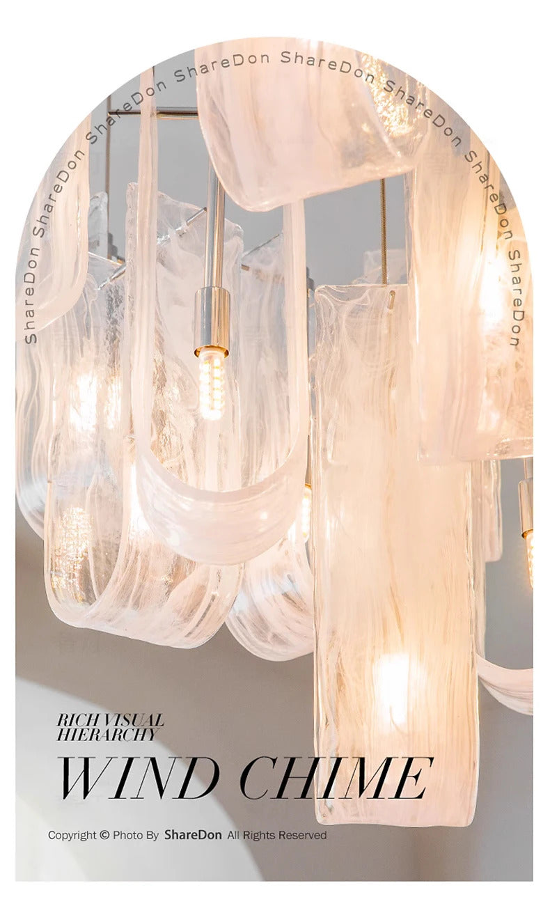 Nordic Cream Style Glass Pendant Lamp Luxury stair chandelier