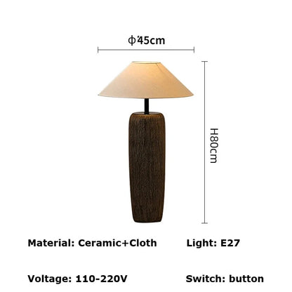Ceramic Floor Lamp Quiet Pottery Pot Cloth Zen Floor Table Light