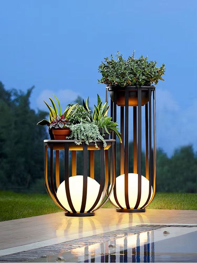 Outdoor Waterproof Lawn Lamps Solar Courtyard Balcony Garden Plant Flowerpot LED lamp
