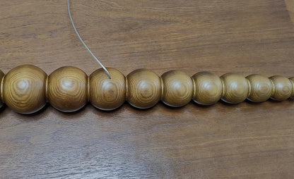 Wooden Beads Long Linear LED Pendant Lights Wabi Sabi wood walnut wood Hanging chandeliers