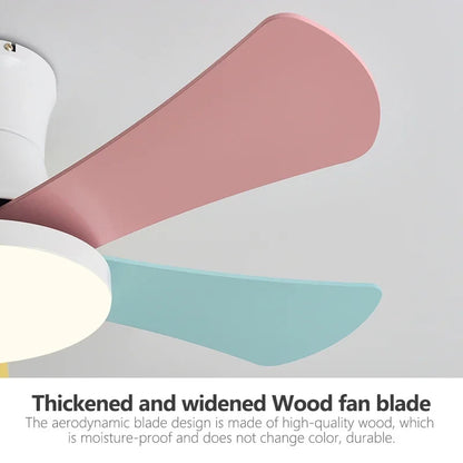 Nordic colorful Ceiling fan light Modern Children bedroom Indoor Ceiling fan lamp