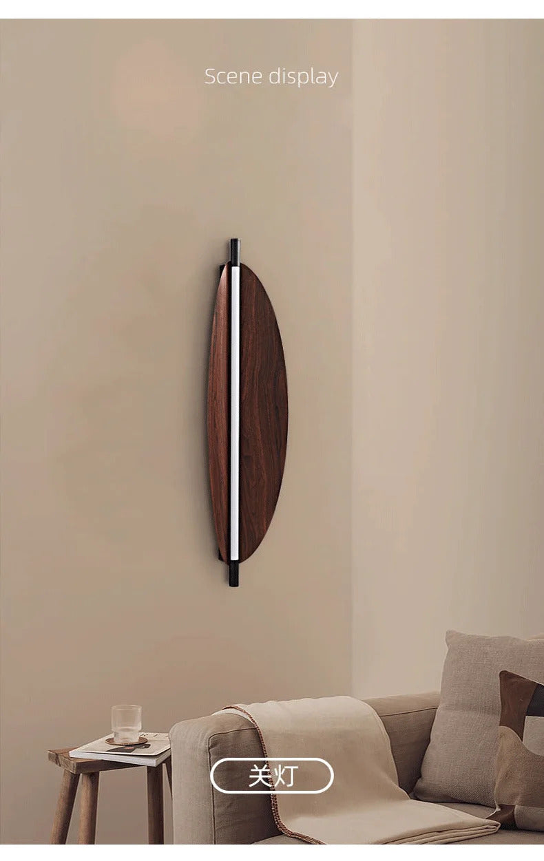 Thula leaf Wall Lamp Nordic Long minimalist wall light Japanese Wood Grain sconce