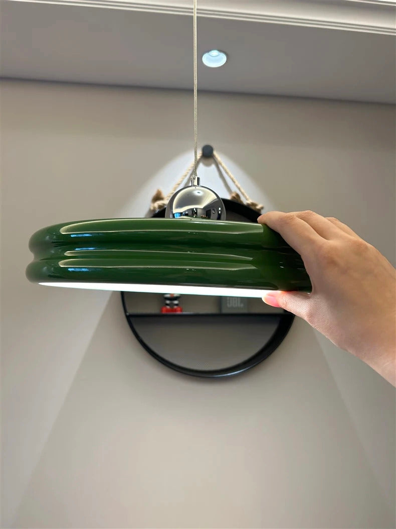 French Flying Saucer Pendant Light Creative Design Extendable Rotating Long Pole Lamp