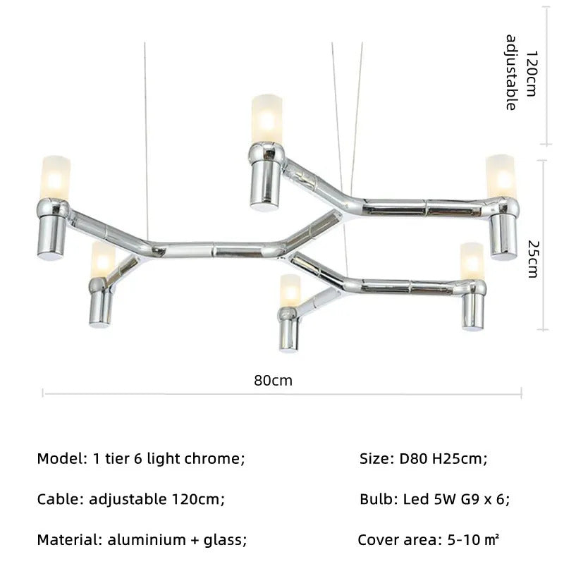 Crown Major Chandelier Nordic Tube Silver Chandelier Modern Led Luxury Chandelier