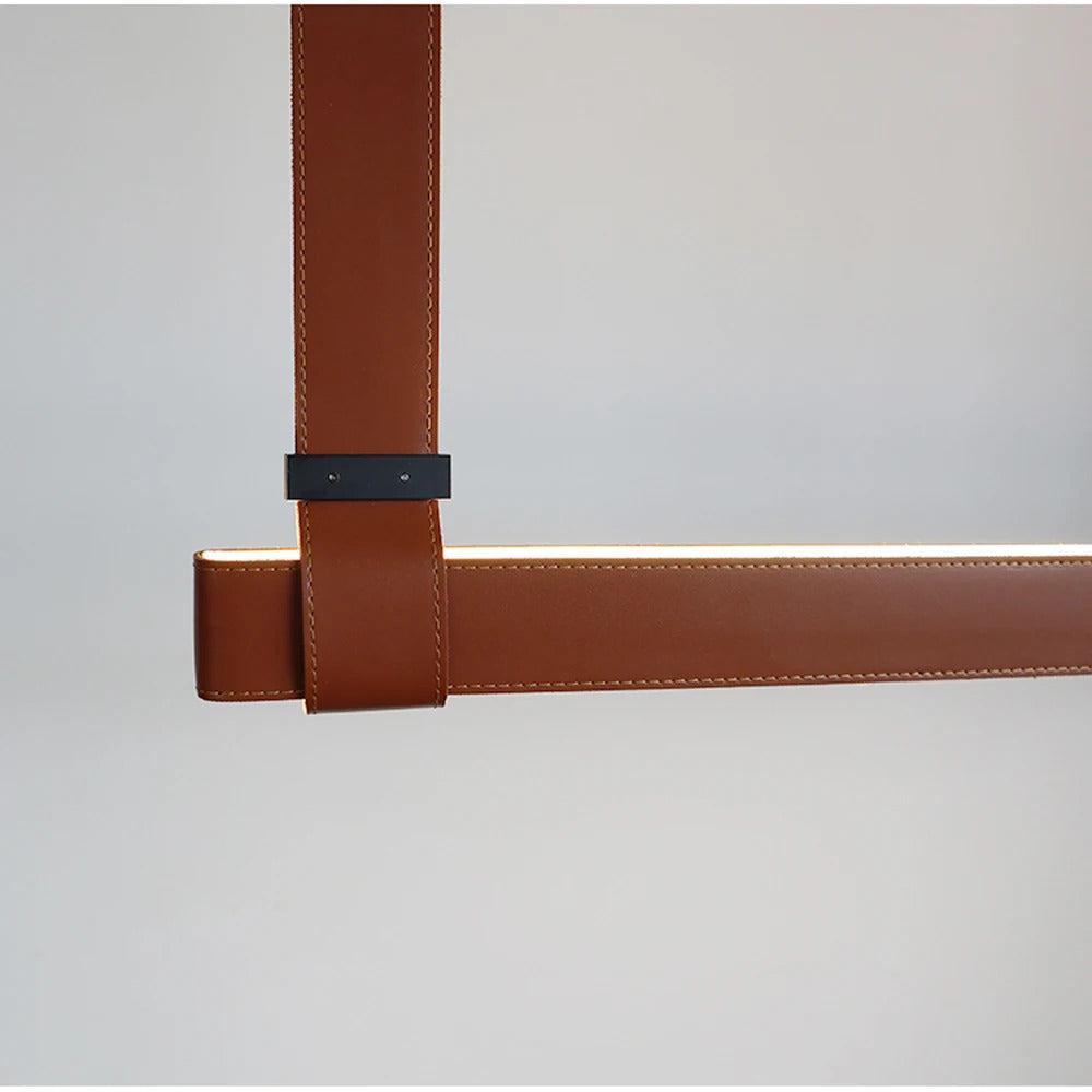 Modern Leather Chandelier LED Belt Fabric Pendant Lamp For Hotel Living Room Office Decor Minimalist Dining Table Hanging Lamp
