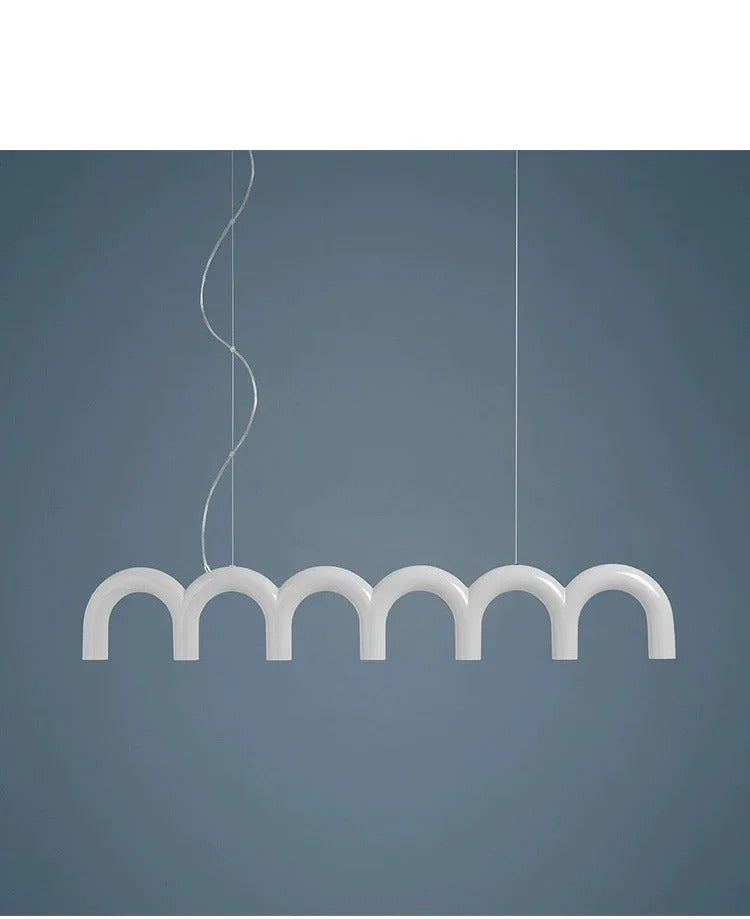 Oblure Arch Chandelier Post Modern Design Pendant Light for Coffee living Room Kitchen U shaped Lamp Blue Metal macaron lamp