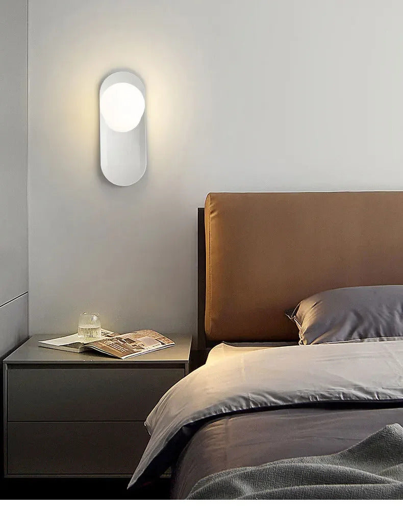 Modern Bauhaus silver small wall lamp Nordic simple bedroom bedside wall light