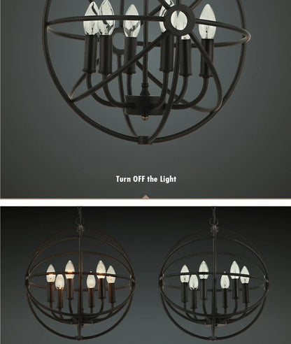 Retro Wrought Iron Chandelier Rustic Orb Chandelier