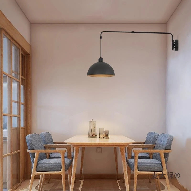 Nordic Swing Arm Black Wall Light Modern corner living room long Adjustable Wall lamp