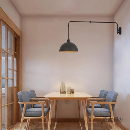 Nordic Swing Arm Black Wall Light Modern corner living room long Adjustable Wall lamp