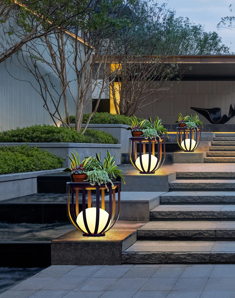 Outdoor Waterproof Lawn Lamps Solar Courtyard Balcony Garden Plant Flowerpot LED lamp