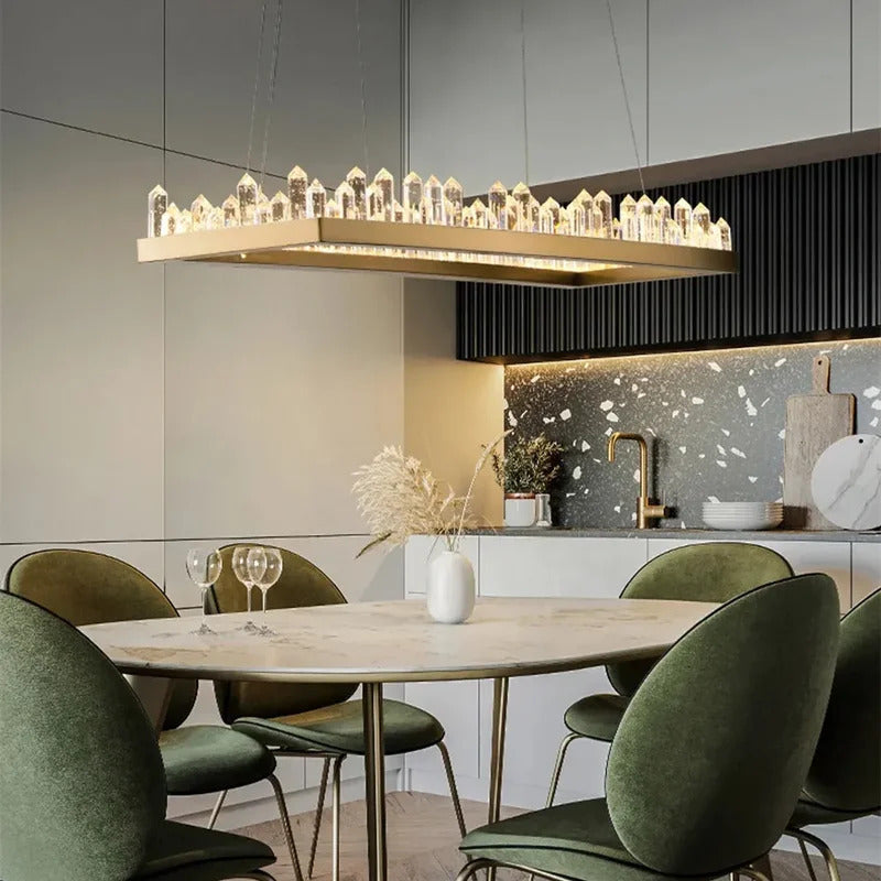 Modern Luxury Crystal Ring chandeliers Round black golden pendant lamp LED hanging light