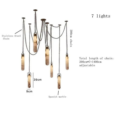 Marble Multi Light Pendant Chandelier Brass Alabaster Ceiling Chandelier Desigener For Living Dining Room Loft Staircase