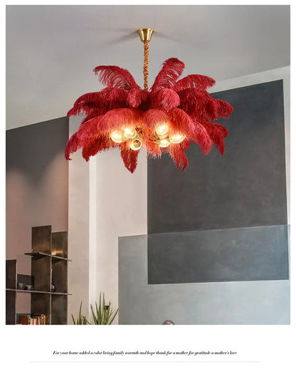Ostrich Feather Chandelier Decor hall light
