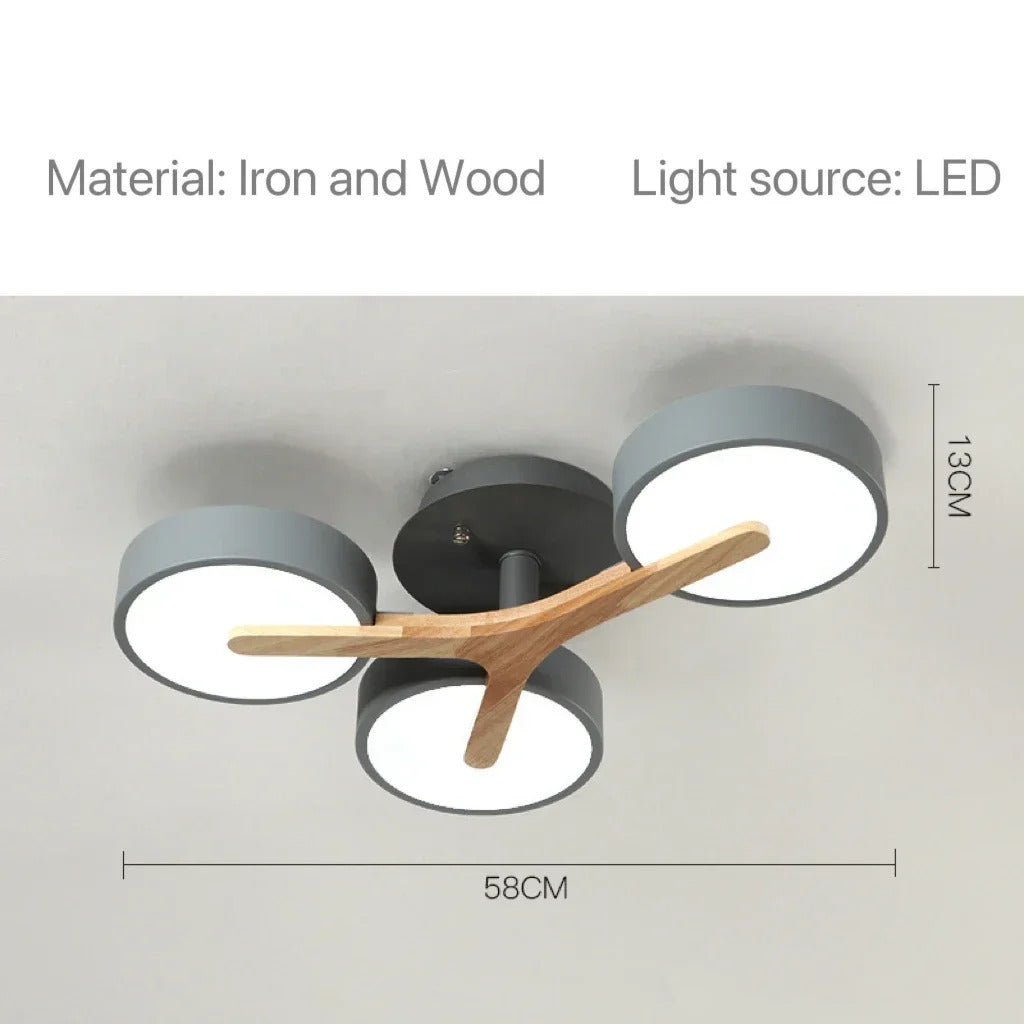 Modern Ceiling Lamp Bedroom Minimalist Wood Home Decor Lighting Fixtures