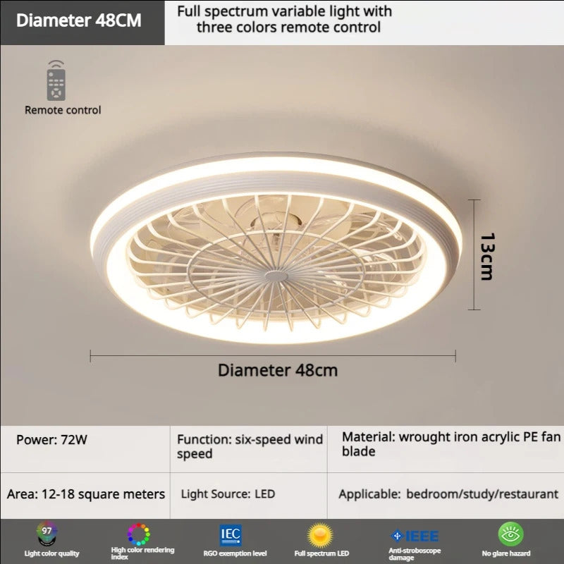 Minimalist Ceiling Fan Light Restaurant Full Spectrum Eye Protection Lamp